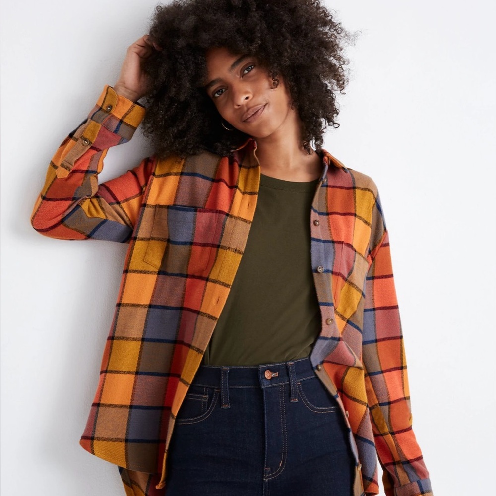 Madewell Flannel Sunday Shirt in Emmy Plaid